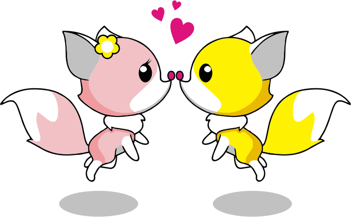 Cartoon Foxes Romantic Couple