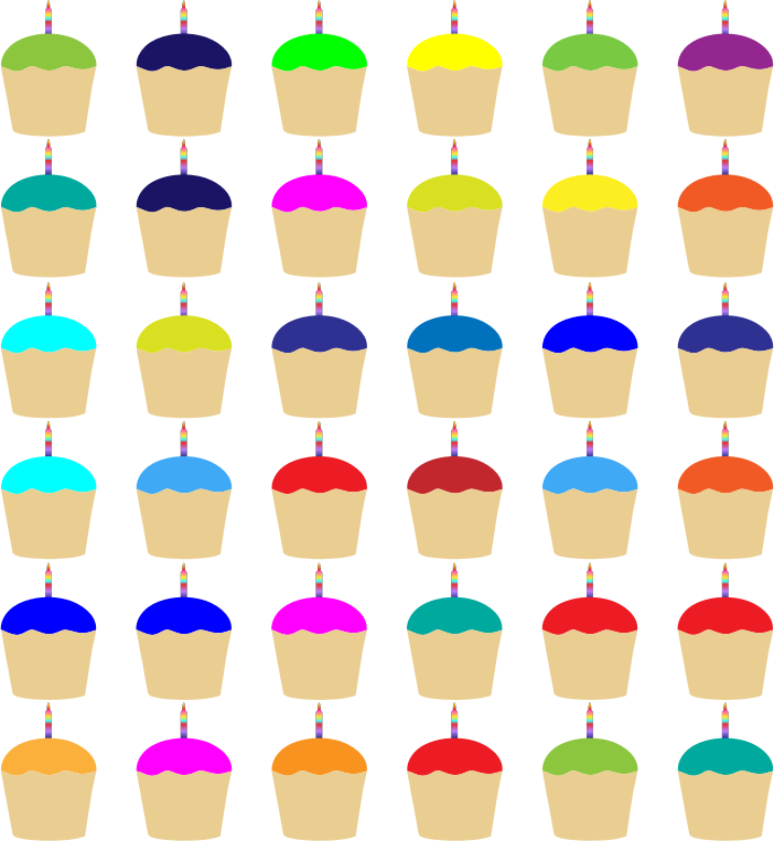 Colorful Cupcakes With Candles Pattern