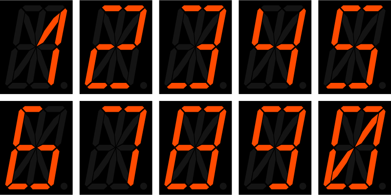 16 segment display - numbers