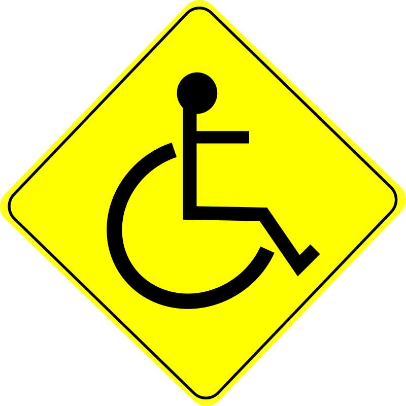 Wheelchair Caution Sign Black - Free Clipart Icon Download
