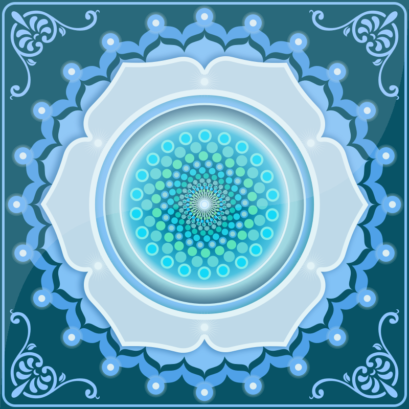 Mandala Flower with Dots in the center - Blue Color