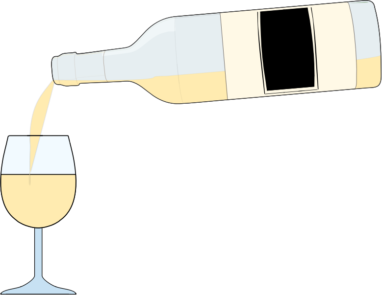 pouring glass of white wine from bottle 