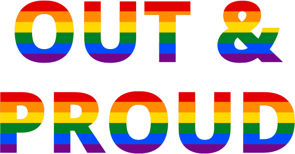LGBT out and proud pride sign