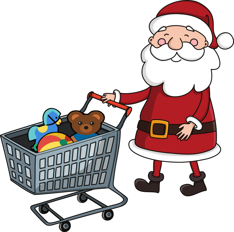 Santa Claus Pushing Shopping Cart - Remix